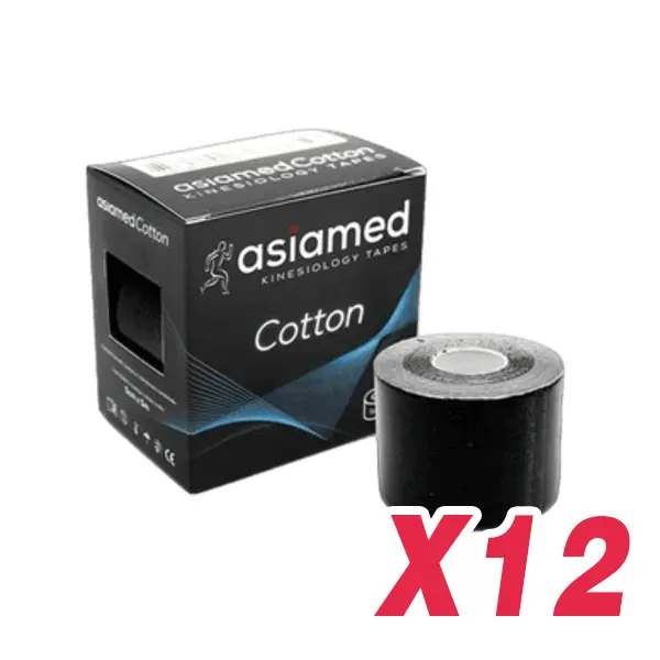 UNNOPACK KINESIO TAPE ALGODAO ASIAMED PRETO 5 CM X 5 MT (X12)
